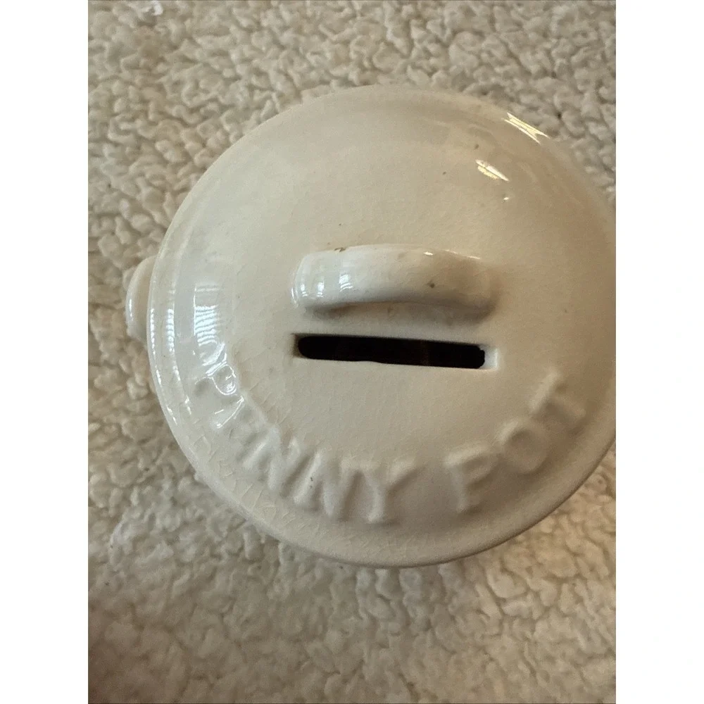 1960's  Vintage White Kettle Penny Pot Bank Made InJapan